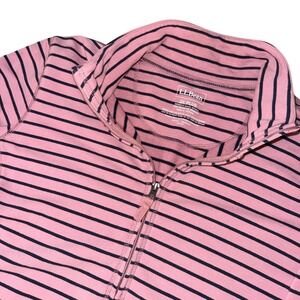 L.L. Bean Womens 2X Pink Navy Stripe Full Zip Jacket Lightweight Cotton Spandex